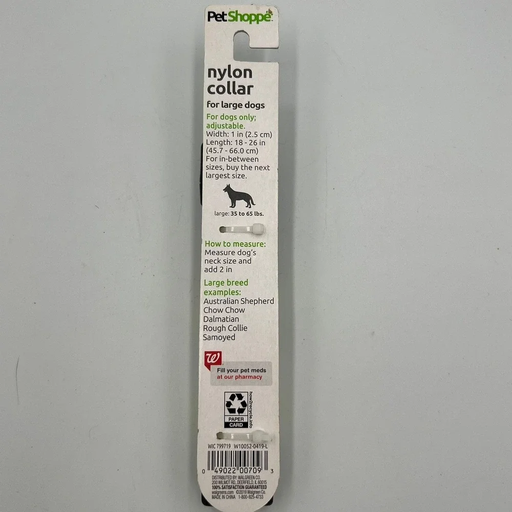 Pet Shoppe Nylon Dog Collar Large Neon Green Brand New Adjustable 18-26in